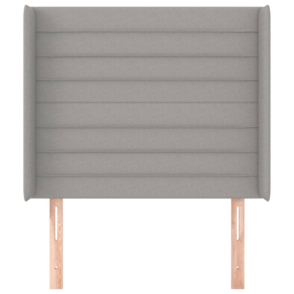 sengegavl med kanter 83x16x118/128 cm stof lysegrå