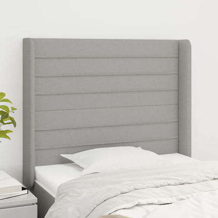 sengegavl med kanter 83x16x118/128 cm stof lysegrå