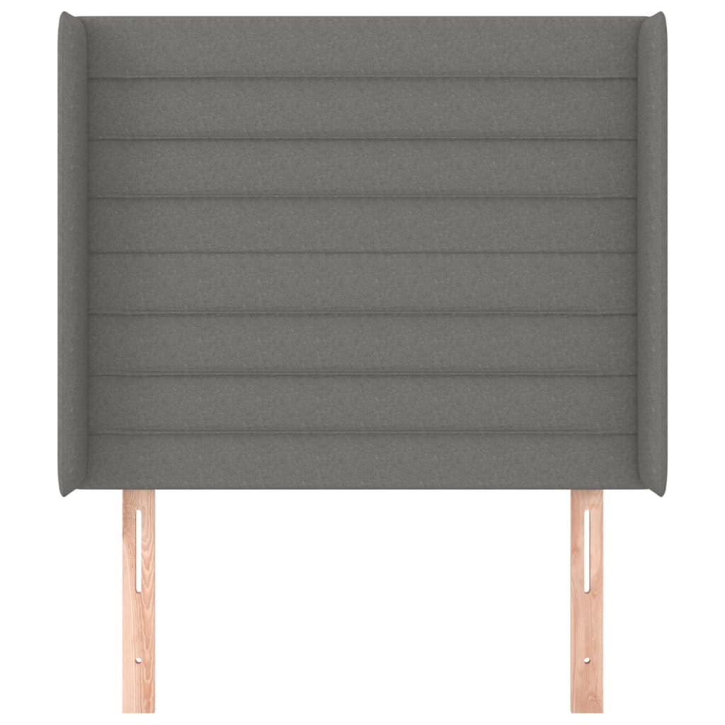 sengegavl med kanter 83x16x118/128 cm stof mørkegrå