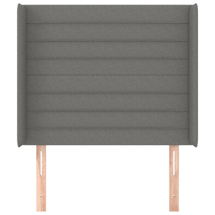 sengegavl med kanter 93x16x118/128 cm stof mørkegrå