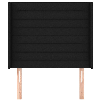 sengegavl med kanter 93x16x118/128 cm stof sort