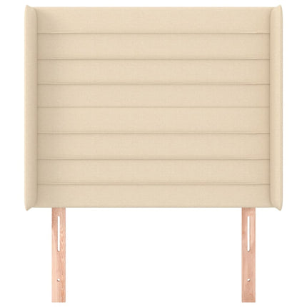 sengegavl med kanter 93x16x118/128 cm stof cremefarvet