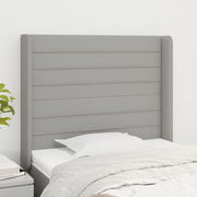 sengegavl med kanter 103x16x118/128 cm stof lysegrå