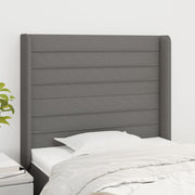sengegavl med kanter 103x16x118/128 cm stof mørkegrå