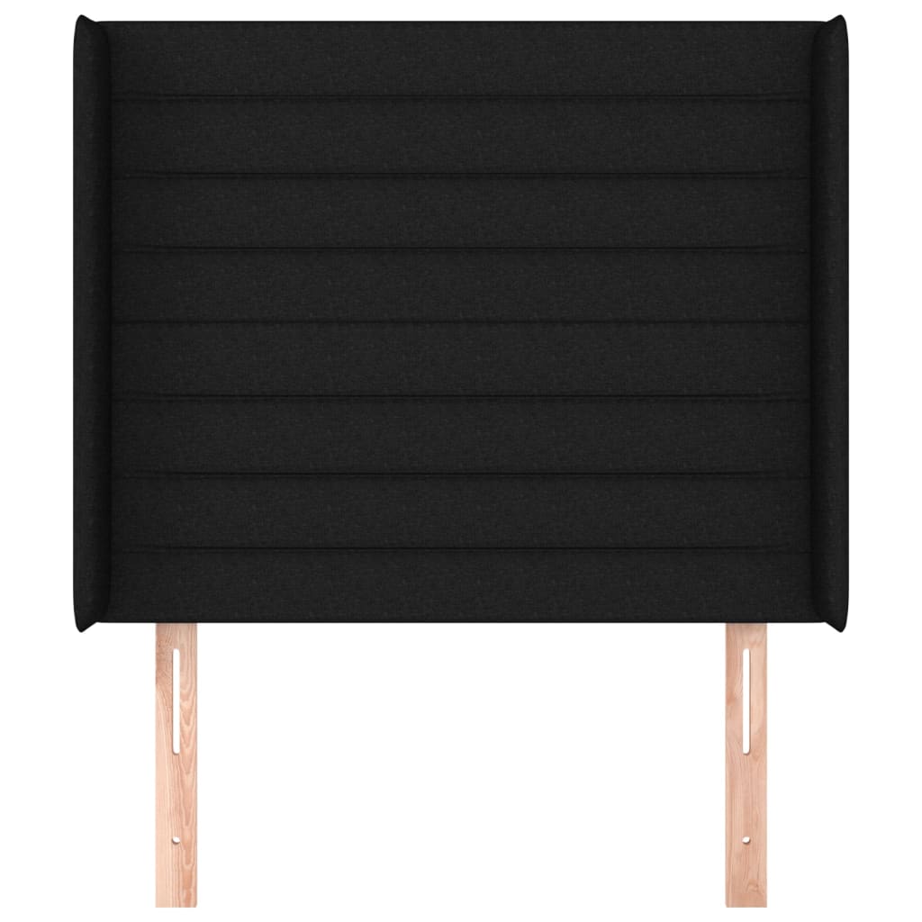 sengegavl med kanter 103x16x118/128 cm stof sort