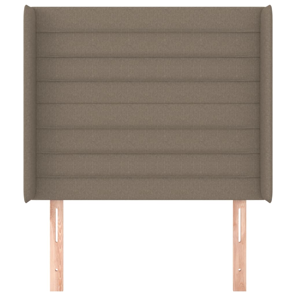 sengegavl med kanter 103x16x118/128 cm stof gråbrun