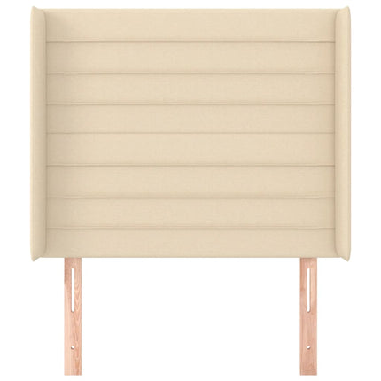 sengegavl med kanter 103x16x118/128 cm stof cremefarvet