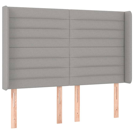 sengegavl med kanter 147x16x118/128 cm stof lysegrå