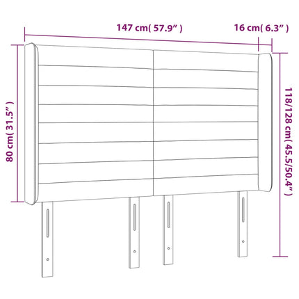 sengegavl med kanter 147x16x118/128 cm stof sort