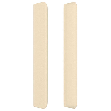 sengegavl med kanter 147x16x118/128 cm stof cremefarvet