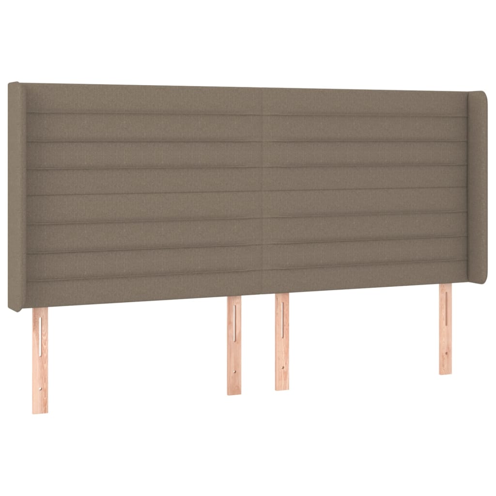 sengegavl med kanter 183x16x118/128 cm stof gråbrun
