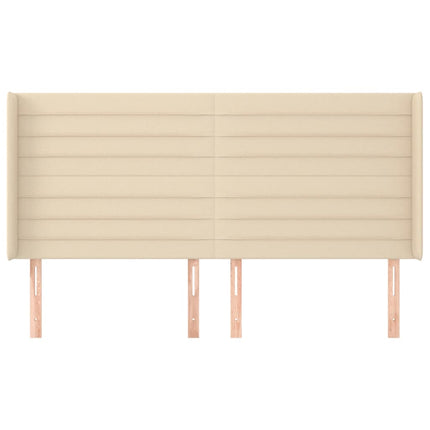 sengegavl med kanter 183x16x118/128 cm stof cremefarvet