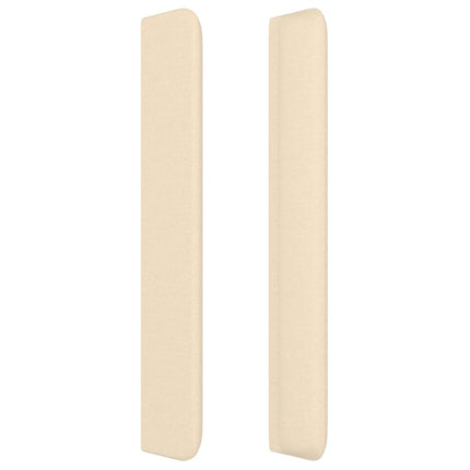 sengegavl med kanter 183x16x118/128 cm stof cremefarvet