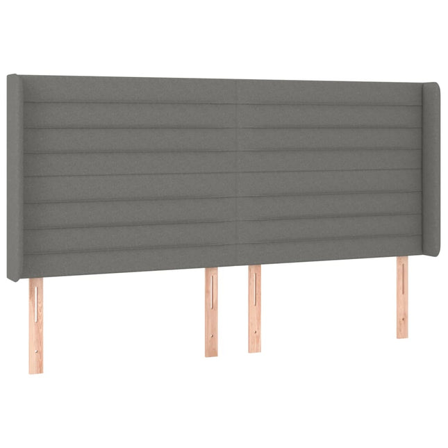 sengegavl med kanter 203x16x118/128 cm stof mørkegrå