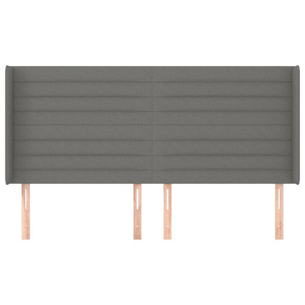 sengegavl med kanter 203x16x118/128 cm stof mørkegrå