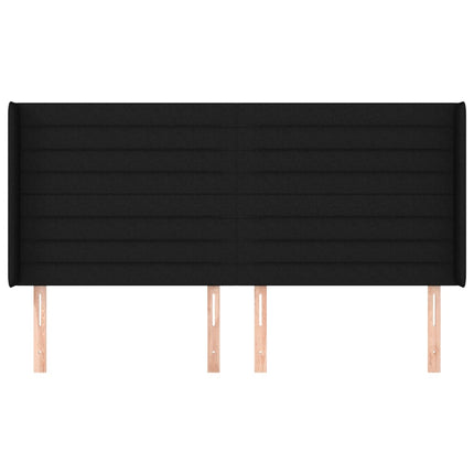 sengegavl med kanter 203x16x118/128 cm stof sort