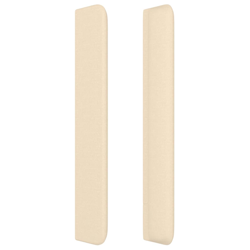 sengegavl med kanter 203x16x118/128 cm stof cremefarvet