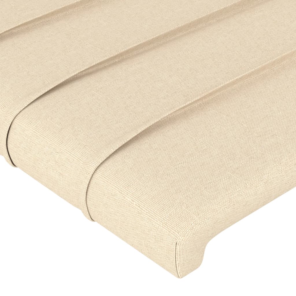 sengegavl med kanter 203x16x118/128 cm stof cremefarvet