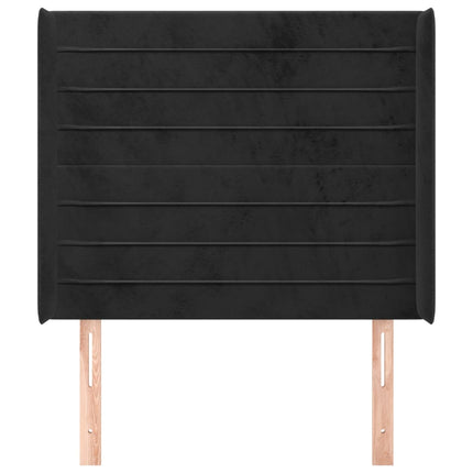 sengegavl med kanter 93x16x118/128 cm fløjl sort