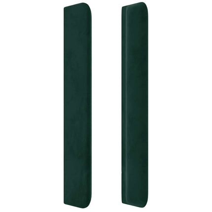 sengegavl med kanter 93x16x118/128 cm fløjl mørkegrøn