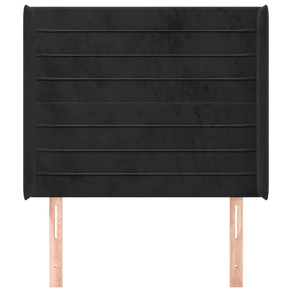 sengegavl med kanter 103x16x118/128 cm fløjl sort