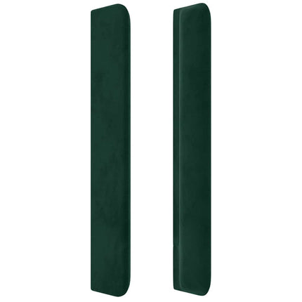 sengegavl med kanter 163x16x118/128 cm fløjl mørkegrøn