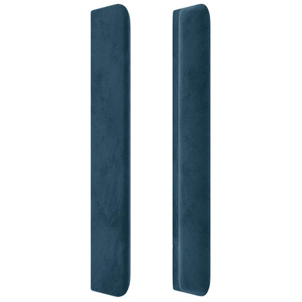 sengegavl med kanter 163x16x118/128 cm fløjl mørkeblå