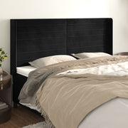 sengegavl med kanter 183x16x118/128 cm fløjl sort