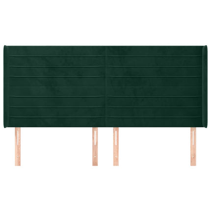 sengegavl med kanter 183x16x118/128 cm fløjl mørkegrøn