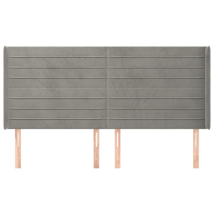 sengegavl med kanter 203x16x118/128 cm fløjl lysegrå