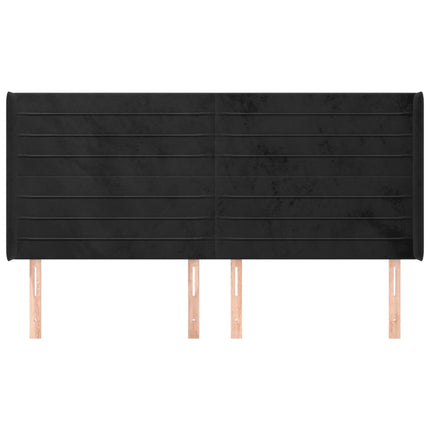 sengegavl med kanter 203x16x118/128 cm fløjl sort