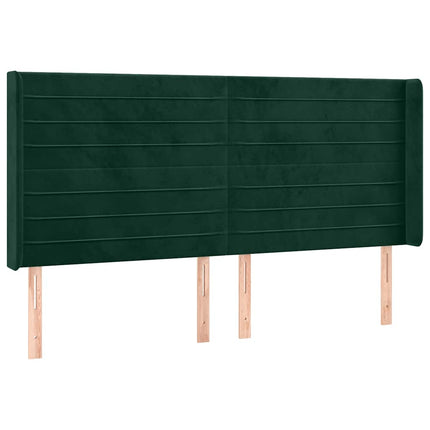 sengegavl med kanter 203x16x118/128 cm fløjl mørkegrøn