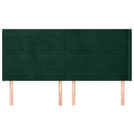 sengegavl med kanter 203x16x118/128 cm fløjl mørkegrøn