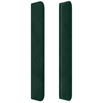 sengegavl med kanter 203x16x118/128 cm fløjl mørkegrøn