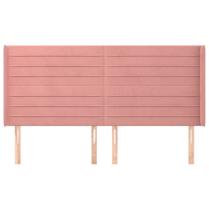 sengegavl med kanter 203x16x118/128 cm fløjl lyserød