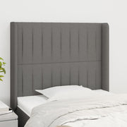 sengegavl med kanter 83x16x118/128 cm stof mørkegrå