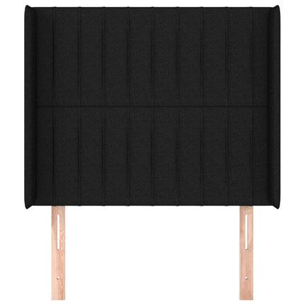 sengegavl med kanter 83x16x118/128 cm stof sort