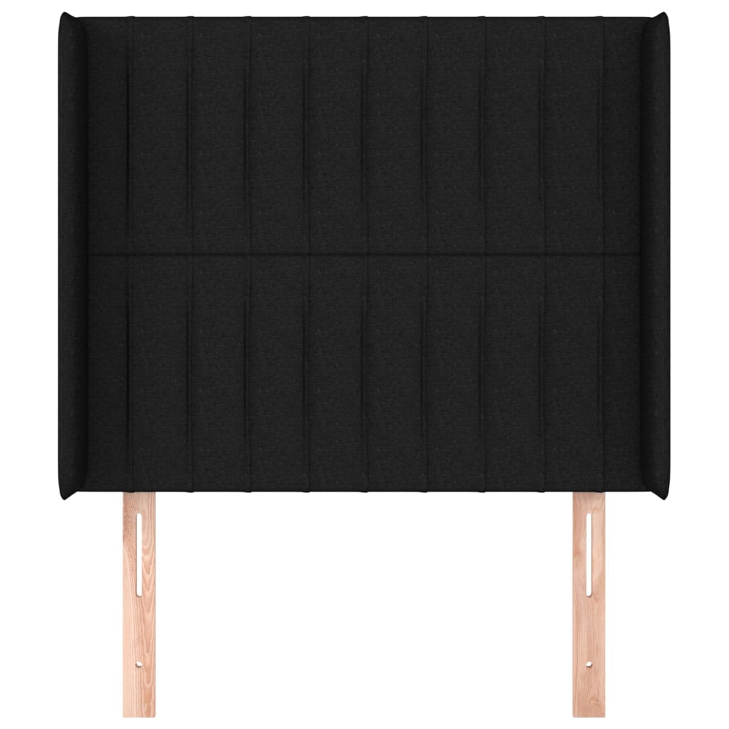 sengegavl med kanter 83x16x118/128 cm stof sort