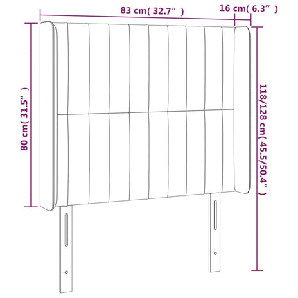 sengegavl med kanter 83x16x118/128 cm stof blå