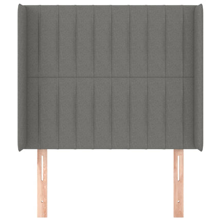 sengegavl med kanter 93x16x118/128 cm stof mørkegrå