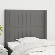 sengegavl med kanter 93x16x118/128 cm stof mørkegrå