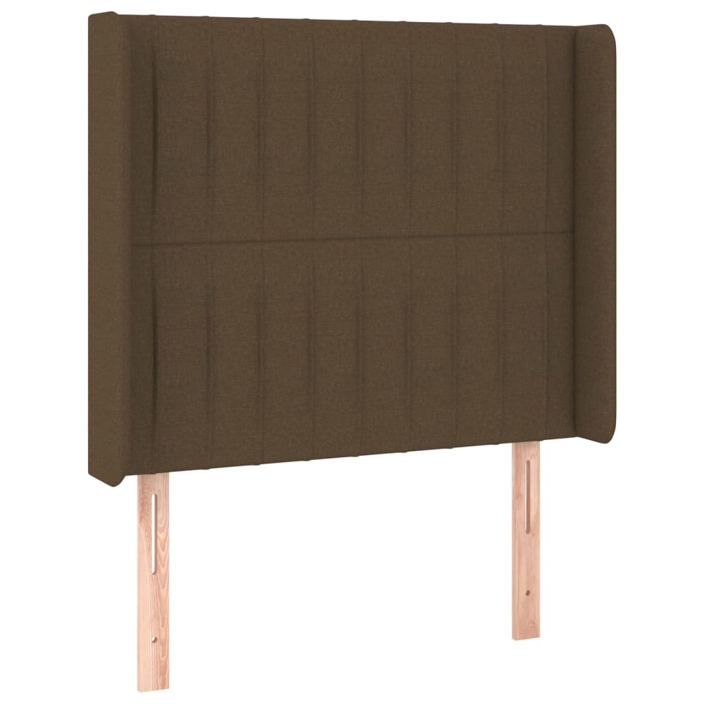 sengegavl med kanter 93x16x118/128 cm stof mørkebrun