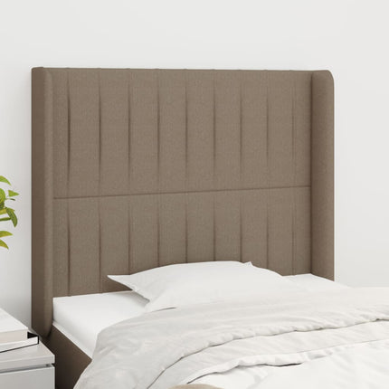 sengegavl med kanter 93x16x118/128 cm stof gråbrun