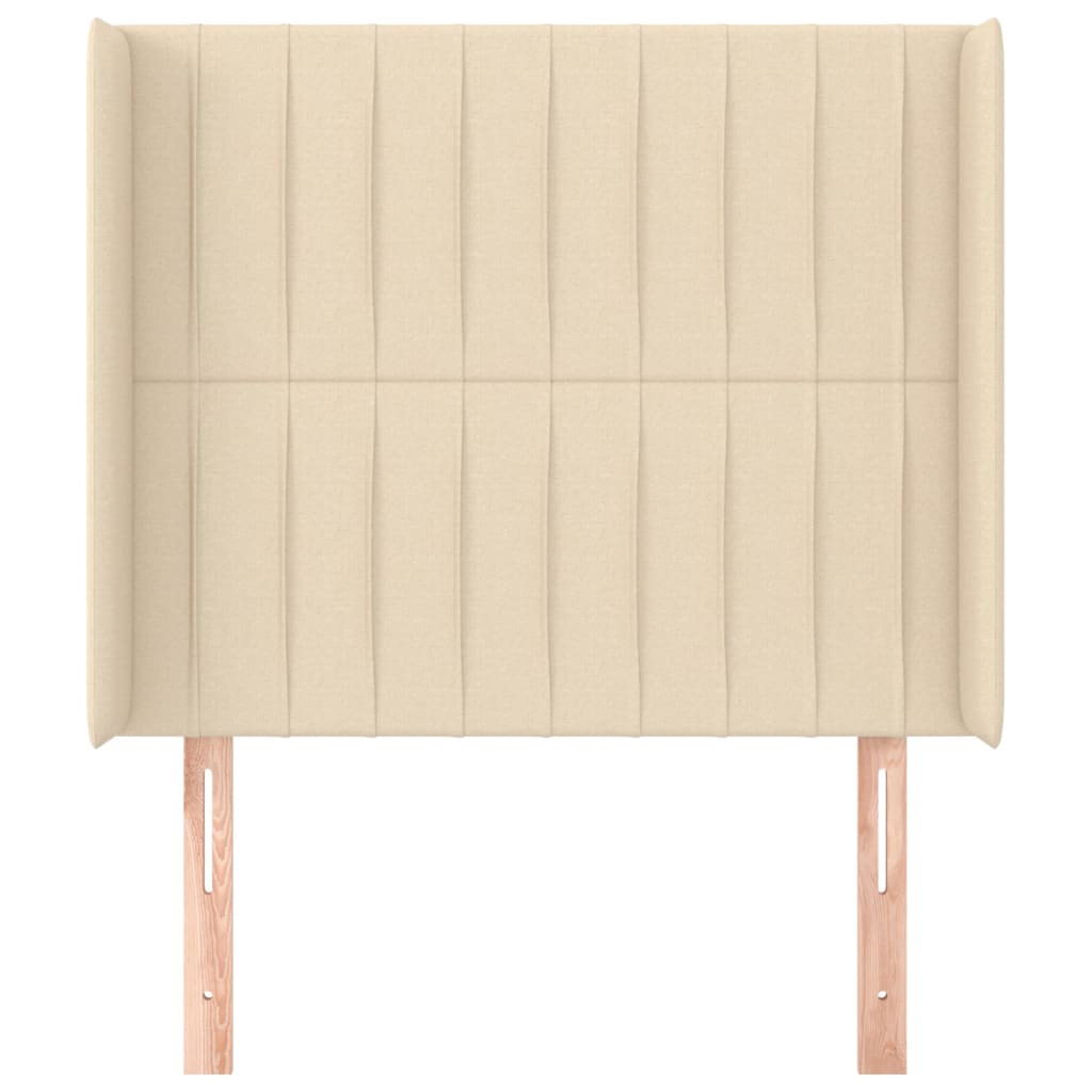 sengegavl med kanter 93x16x118/128 cm stof cremefarvet