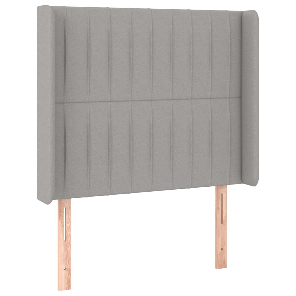 sengegavl med kanter 103x16x118/128 cm stof lysegrå