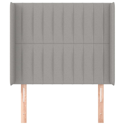 sengegavl med kanter 103x16x118/128 cm stof lysegrå