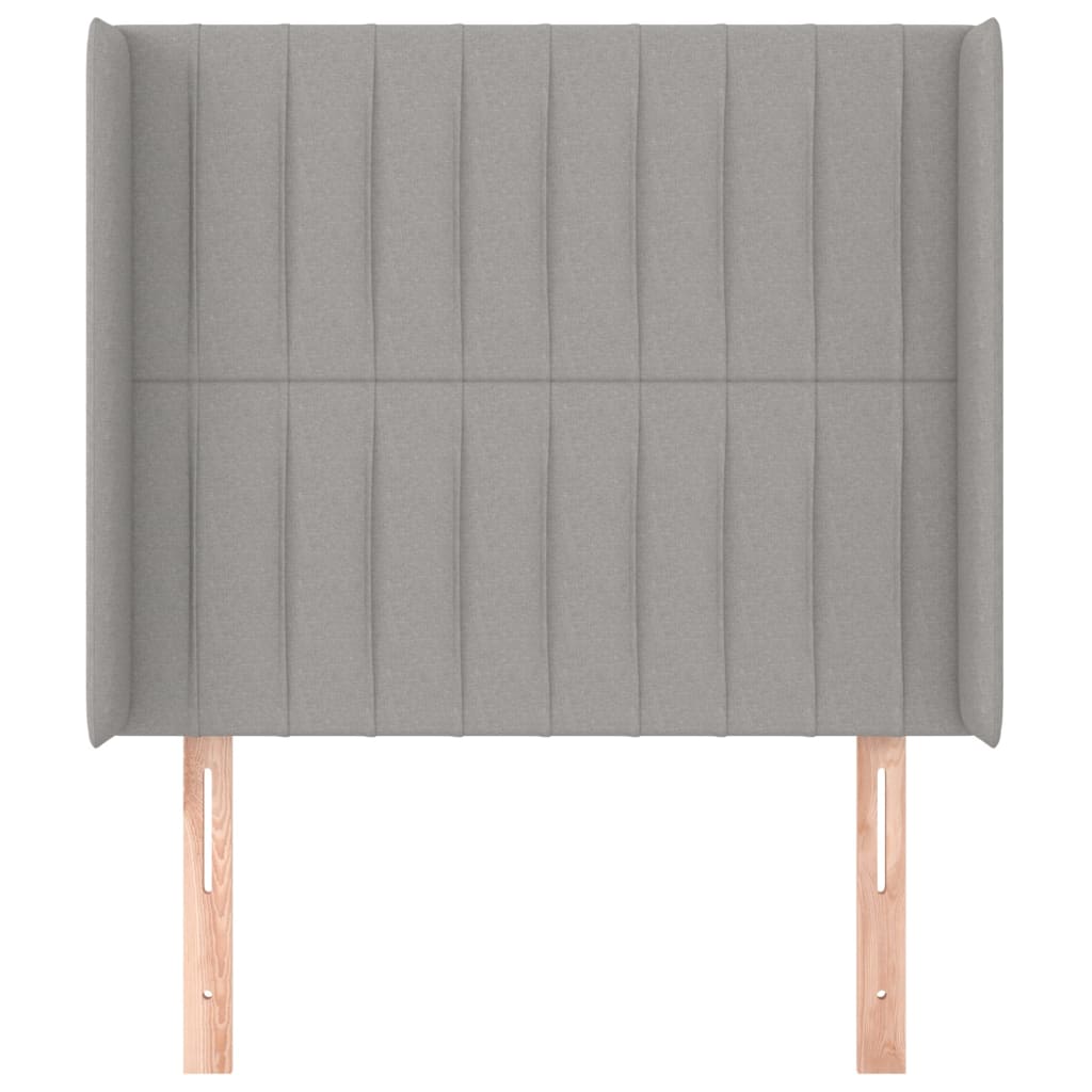 sengegavl med kanter 103x16x118/128 cm stof lysegrå