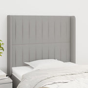 sengegavl med kanter 103x16x118/128 cm stof lysegrå