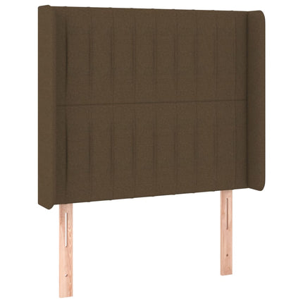 sengegavl med kanter 103x16x118/128 cm stof mørkebrun