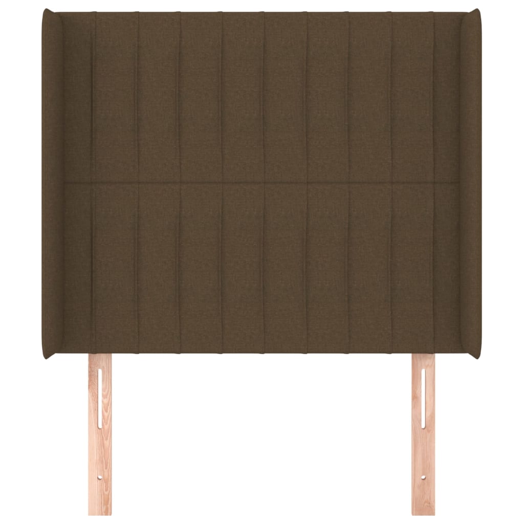 sengegavl med kanter 103x16x118/128 cm stof mørkebrun